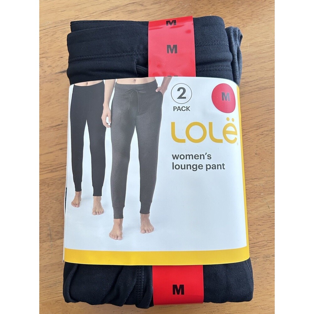 Lole Womens Soft Lounge Pants Joggers Black & Dark Grey 2-Pack NWT Size Medium